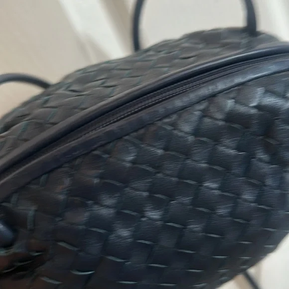 The Brio Navy Blue Woven Leather Shoulder Bag - Picture 8 of 11